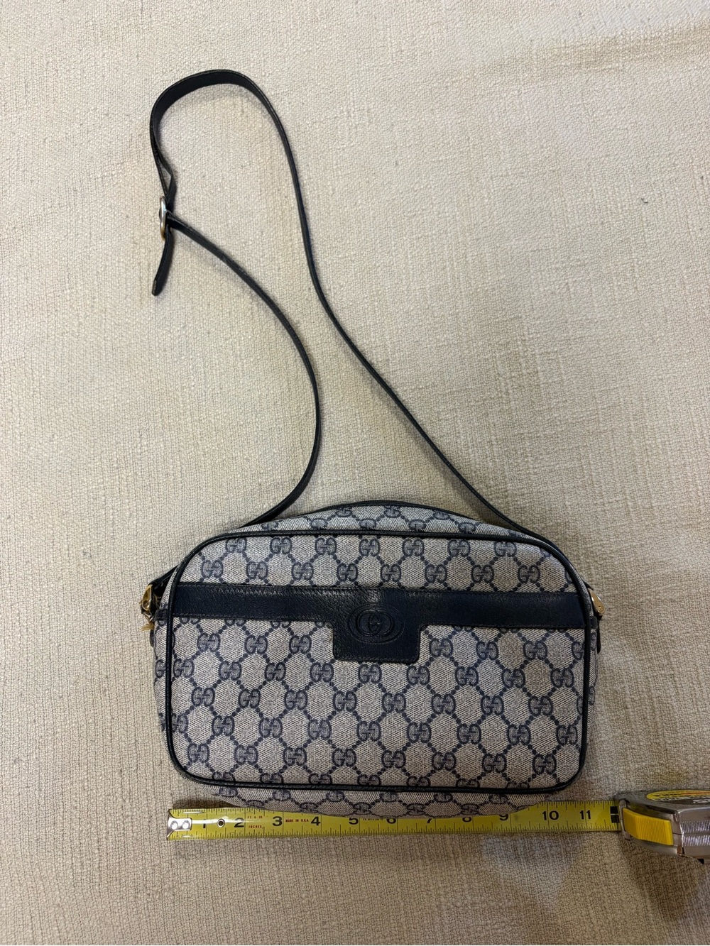 Gucci Beige/Navy GG Monogram Crossbody Bag